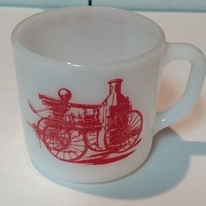 Vintage Federal Glass Co 8oz Milkglass Coffee Mug Fireman's Wifes Prayer